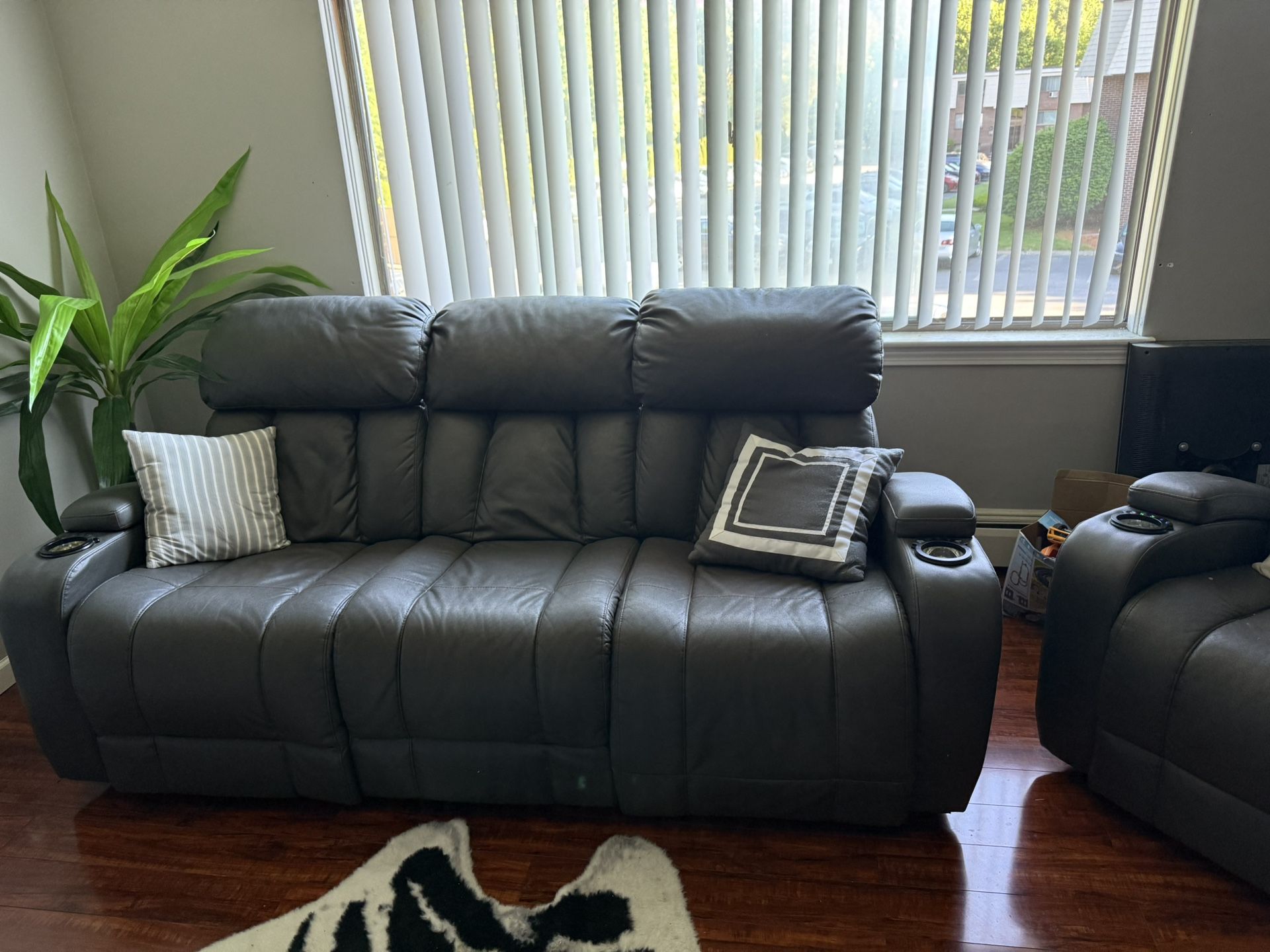 Dark Gray 4 Seater Leather Couches 800 OBO. Need To Go Asap!