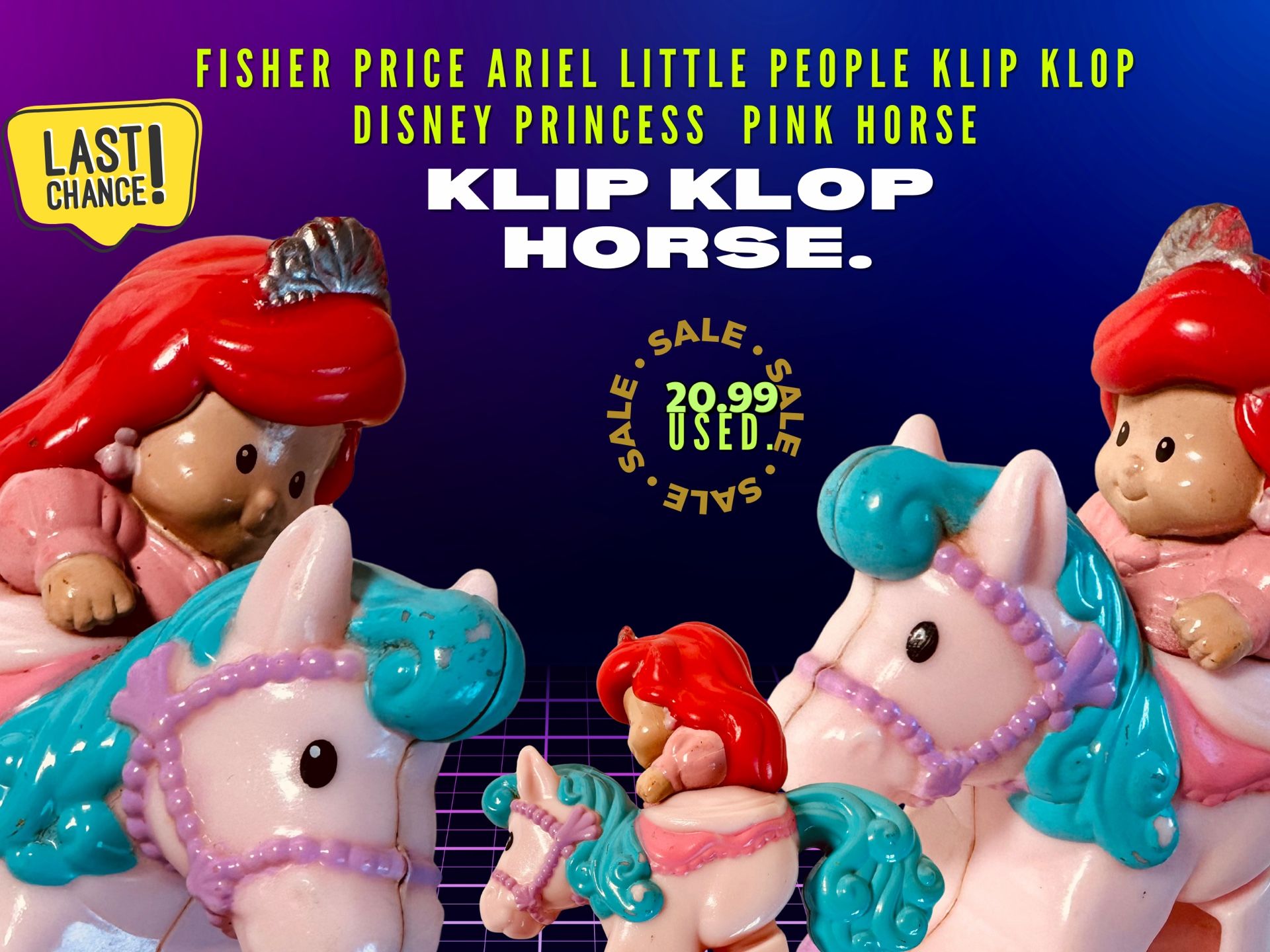 Fisher Price Ariel Little People Klip Klop Pink Horse