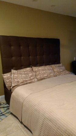 King Size Brown Leather Bed Frame