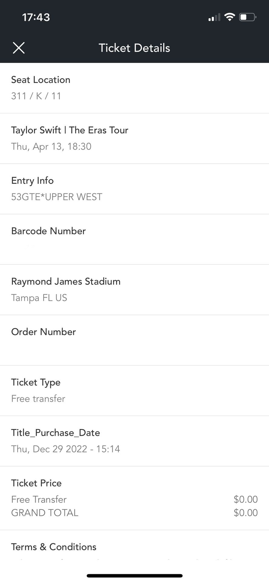 Taylor Swift The Eras Tour Ticket