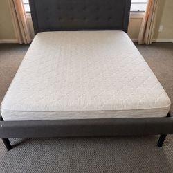 Modern Queen Upholstered Bed Frame with Mattress
