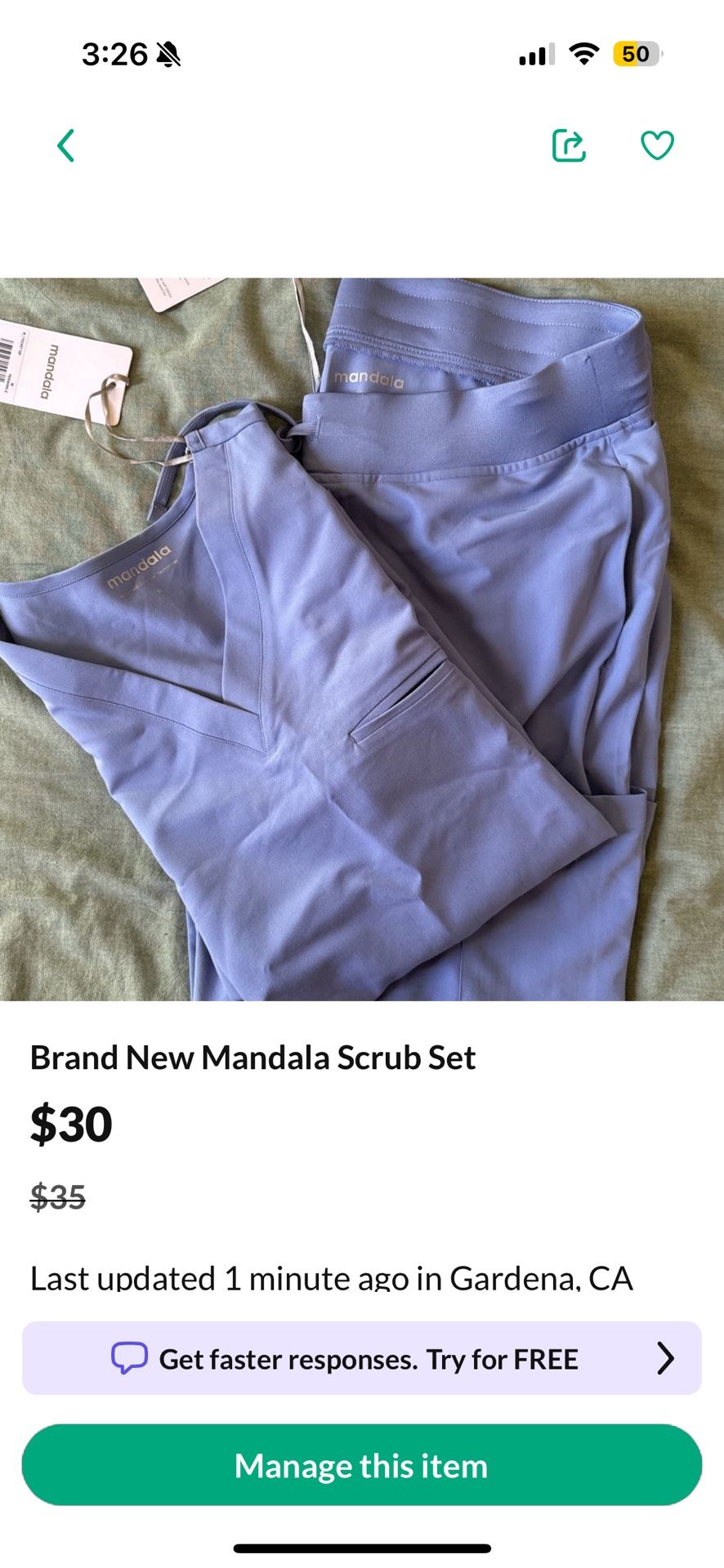 Periwinkle Mandala Scrubs (M/L)