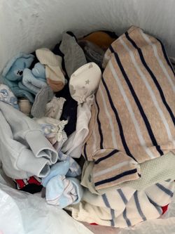 Box of clothes, gloves & socks