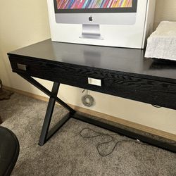 Black Computer Desk Table And Chair 