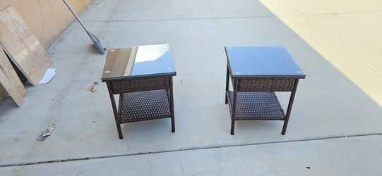 Rattan side tables