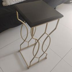 Square Wood And Metal End Table
