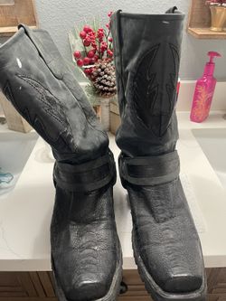 Los Altos Ostrich Cowboy Biker Boot