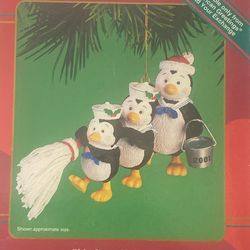 Vintage 2001 Navy Penguin Ornament - NIB