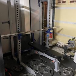 Squat Rack/Bench/Weights/Barbell