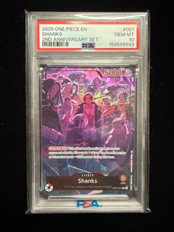PSA 10 Shanks OP09-001 Leader 2nd Anniversary Set One Piece Promo EN Holo 2025