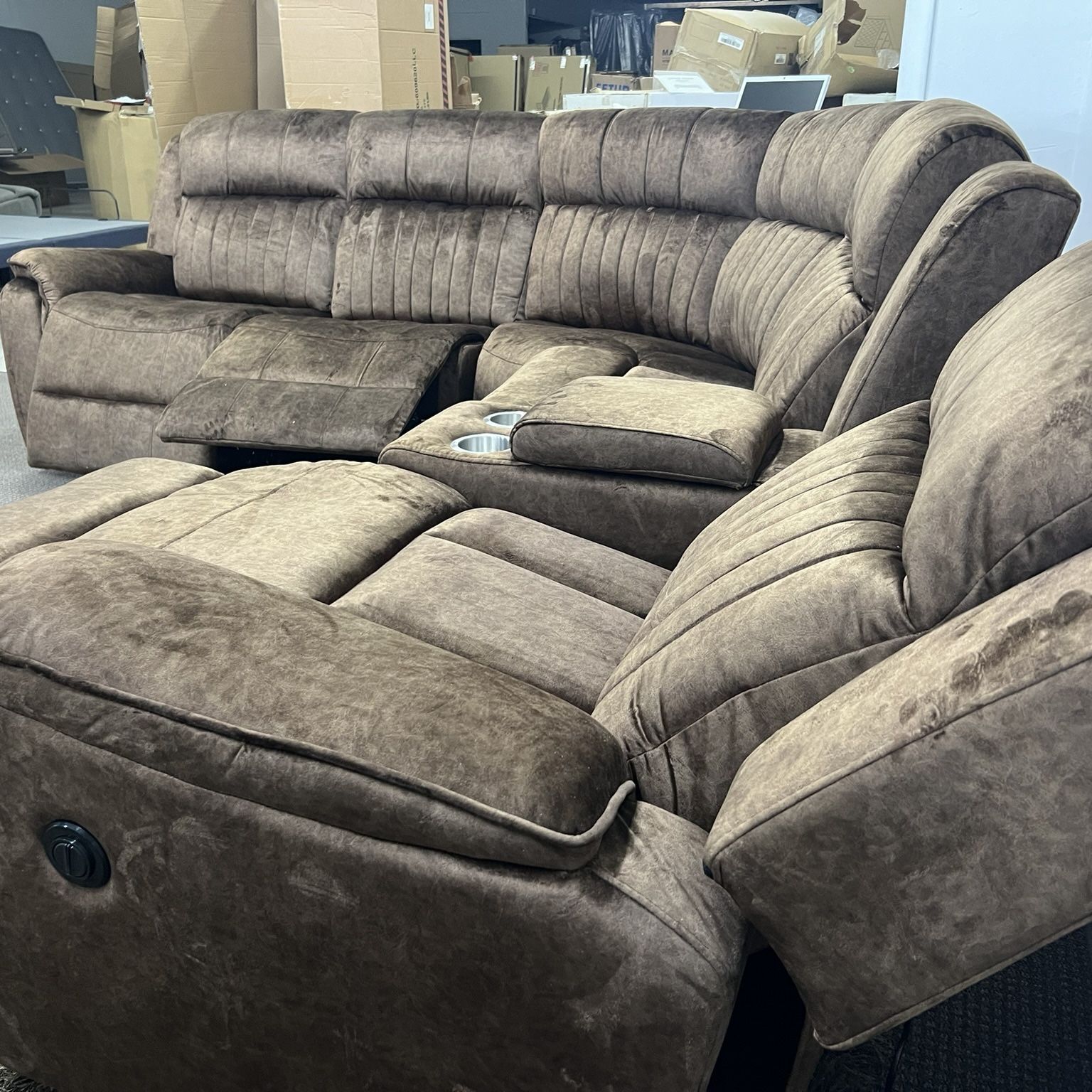 🛋️NEW!! In BOX 📦 Power Recliner BARGAIN 3 Suede Recliner Sectional