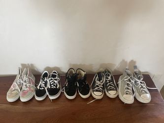 Size 1 And 1.5 Girls Vans & Converse Shoes