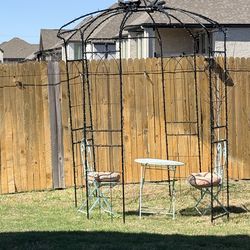 Gazebo metal black with lights
