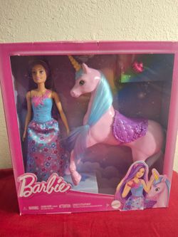 Mattel Barbie Doll Playset w/ Unicorn & Accessories, Purple Hair, 3+ NIB