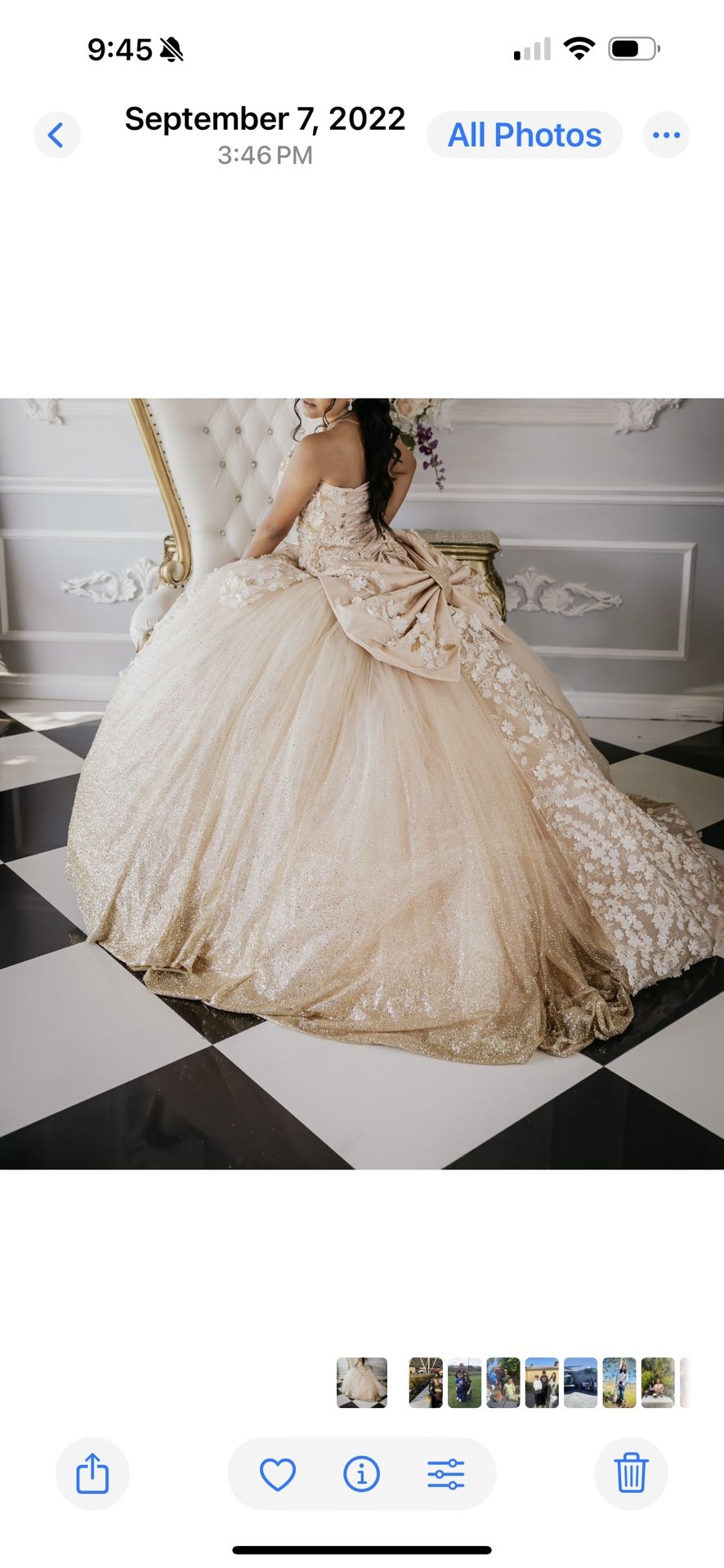 Beautiful Blush And Gold Quince Dress