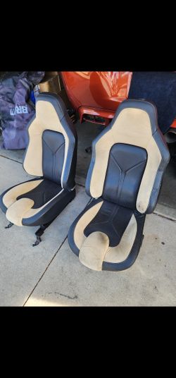 Corvette Sport Seats Re Foamed & New Seat Covers - Tan/Black : 2005 - 2013 C6, Z06, GS & ZR1