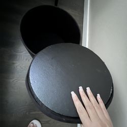 Ottoman With Storage Black Velvet