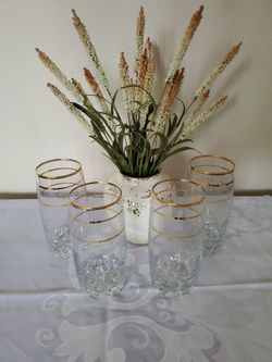 Vintage Set Of Four (4) Gold Paloma Crystal Glasswear - NEW IN BOX