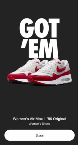 Nike Air Max 1'86 OG Big Bubble Sport Red 10M/11.5W