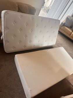 DAY BED W/ FRAME & DUAL TWIN MATTRESSES  (ROLLOUT MATTRESS)
