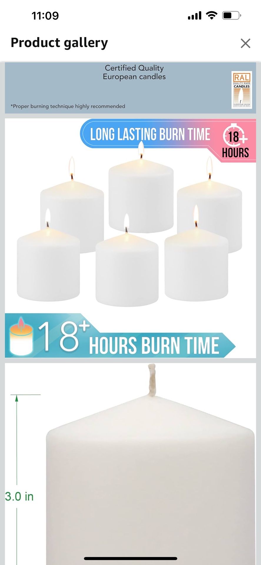 Stonebriar Unscented White Tall Pillar Candles, 18 Hour Burning Candle Pillars, Perfect for Decor, Weddings, Emergencies 3" X 3", 6 count