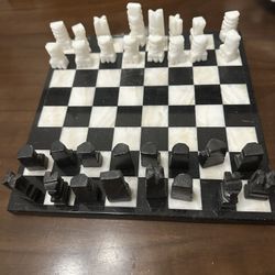Hand Carved Mayan Chess Set Marble 