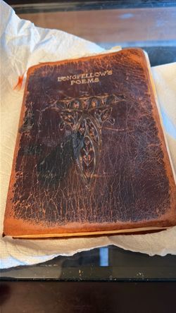 Longfellow's Poems Antique Leather-Bound Book
