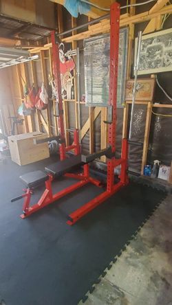Half rack squat rack pull up bar bench press
