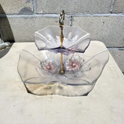 Vintage 2 Tier Glass Serving Tray