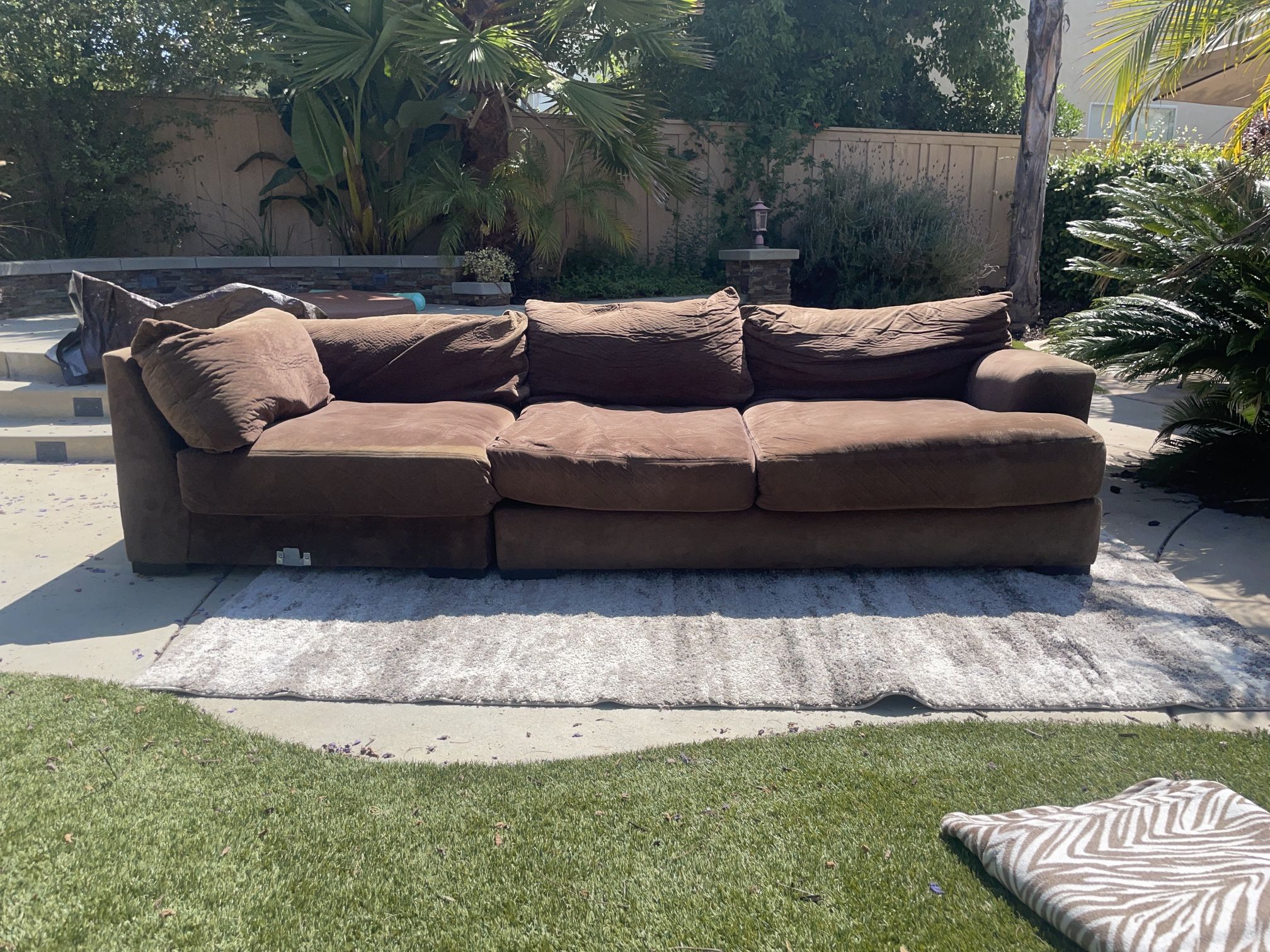 Brown microfiber couch, OBO