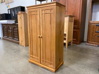 Red Oak 2 Door Media Storage Cabinet