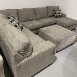 Big Sale ! U Shape Ballinasloe 3 Piece Platinum Sectional Couch With Chaise| Brand New @ Next-day Delivery 🚚