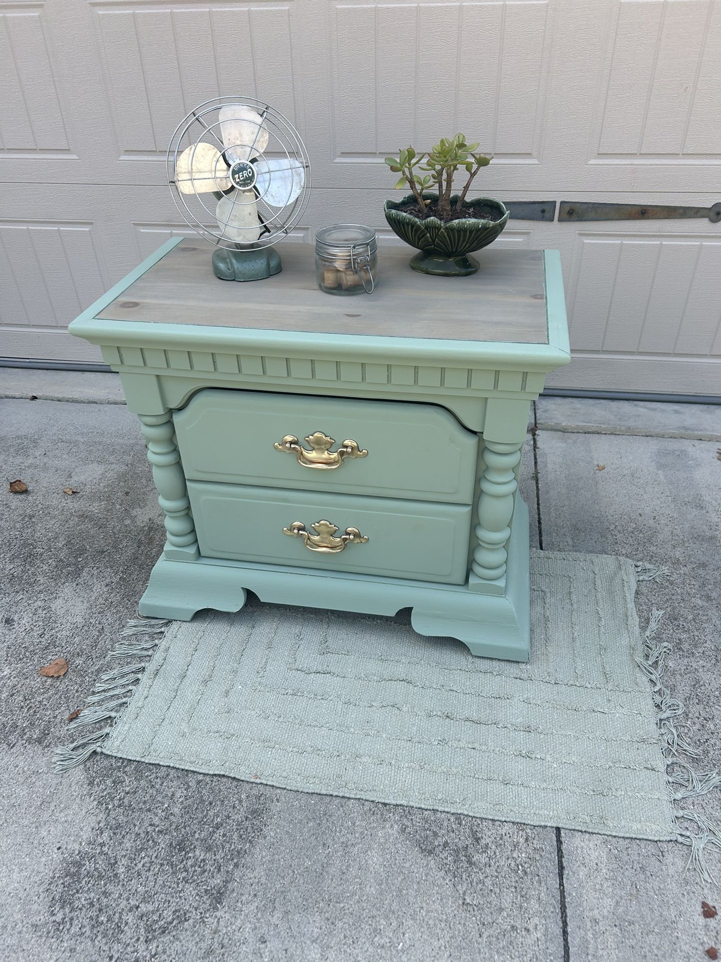Sage Green Side Table And Drawers