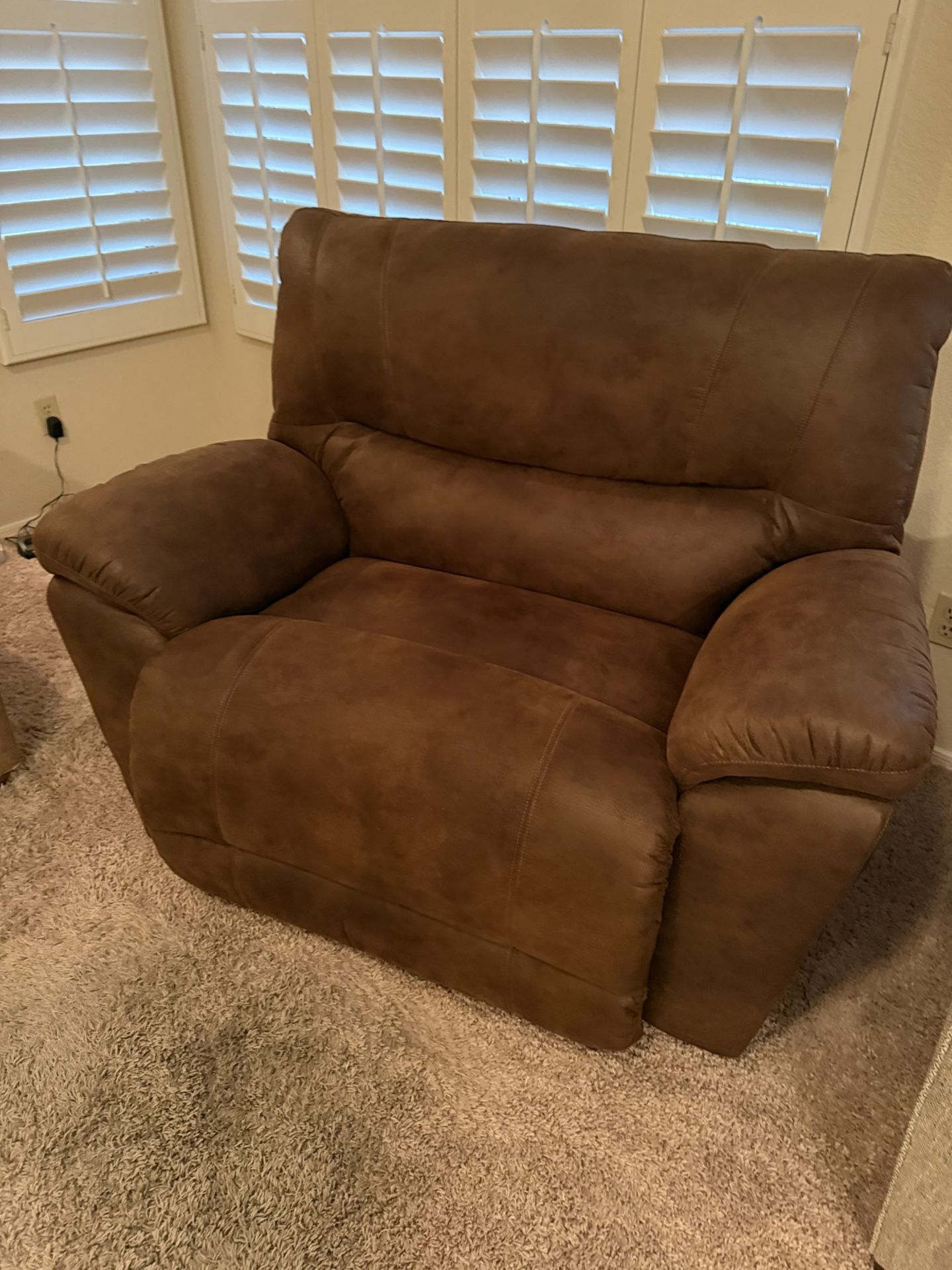 Extra Wide Brown Suede Like Recliner