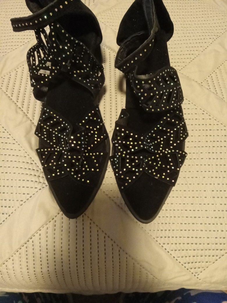 Black with sparkle  block Heel Size9