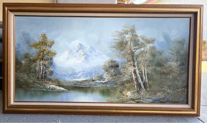 Framed Oil Painting Mountain Landscape