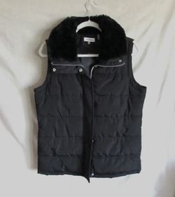 Calvin Klein Puffer Vest Faux Fur Collar Quilted Zip Women’s Jacket Medium
