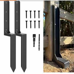 Heavy-Duty Black 11-Gauge Steel Fence Post Anchor Repair Kit for 4 x 4 and 6 x 6 Wood Posts (2-Pack)