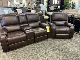 Brown 2-Piece Leather Living Room Set