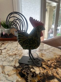 Decorative Metal Rooster Figurine
