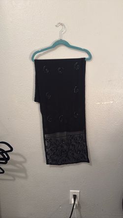 Black Beaded Embellished Scarf Wrap