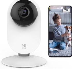 YI Pro 2K Home Security Camera, 2.4Ghz Indoor Camera with Person, Vehicle, Animal Smart Detection, Phone App for Baby, Pet, Dog Monitoring, Compatible