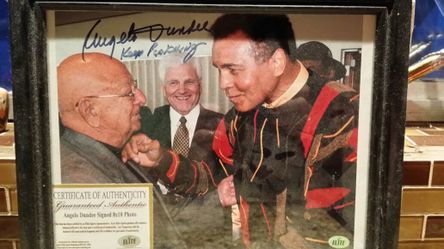 Angelo Dundee signed. Pictured Dundee (Ali's coach) with Muhammad Ali.