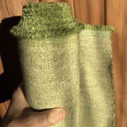 3+ Yards Green & White Upholstery Fabric  