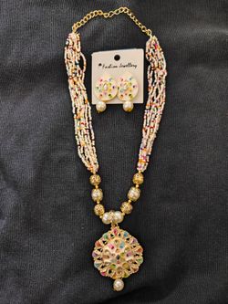 Multi-Strand Beaded Necklace and Earring Set