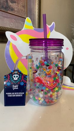 Mexican MASON JAR WITH STRAW