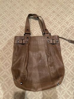 Brown Leather Tote Bag with Silver Hardware