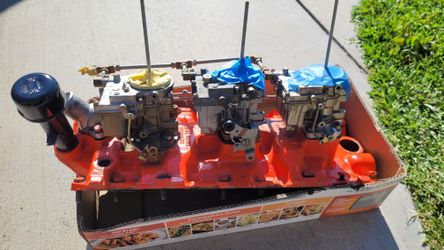 Chevy 348 Intake Mainfold And Carburetors