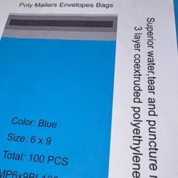 POLY MAILERS 6x9 BLUE SELF SEAL 100 PACK SHIPPING BAGS $20