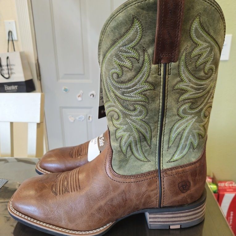 Ariat Slingshot Dark Tan/Easy Green Western Boots 10053630 Men's Size ...
